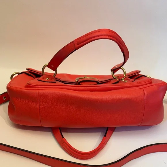 Coach Handbag Campbell Leather Small Flap Satchel Crossbody Hot Orange F27231 - Picture 8 of 12
